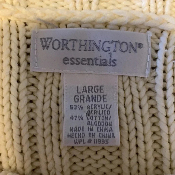 Worthington cream colored sweater size L - Picture 2 of 5